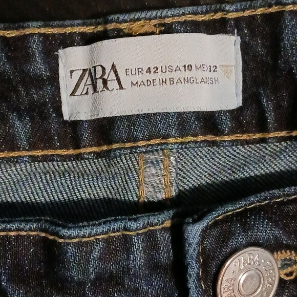 Zara Classic 5-Pocket High-Rise Straight Leg Relaxed Fit Blue Jeans Size 10 - Picture 7 of 9